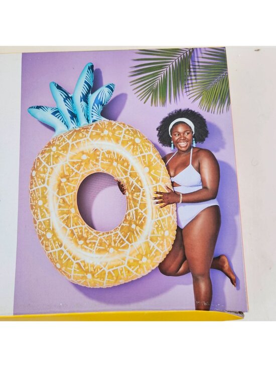 Sun Squad Pool Float Inflatable Pineapple Swim Tube Yellow Green Summer NIB - Picture 4 of 10